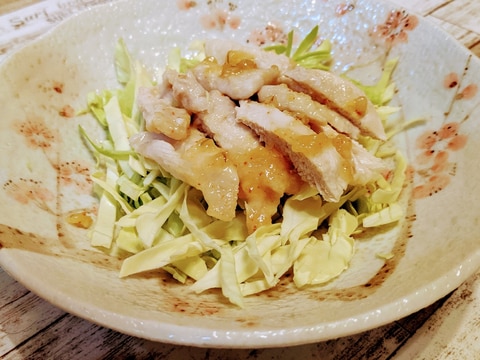 鶏むね肉の茹で味噌ダレ。◕‿◕。